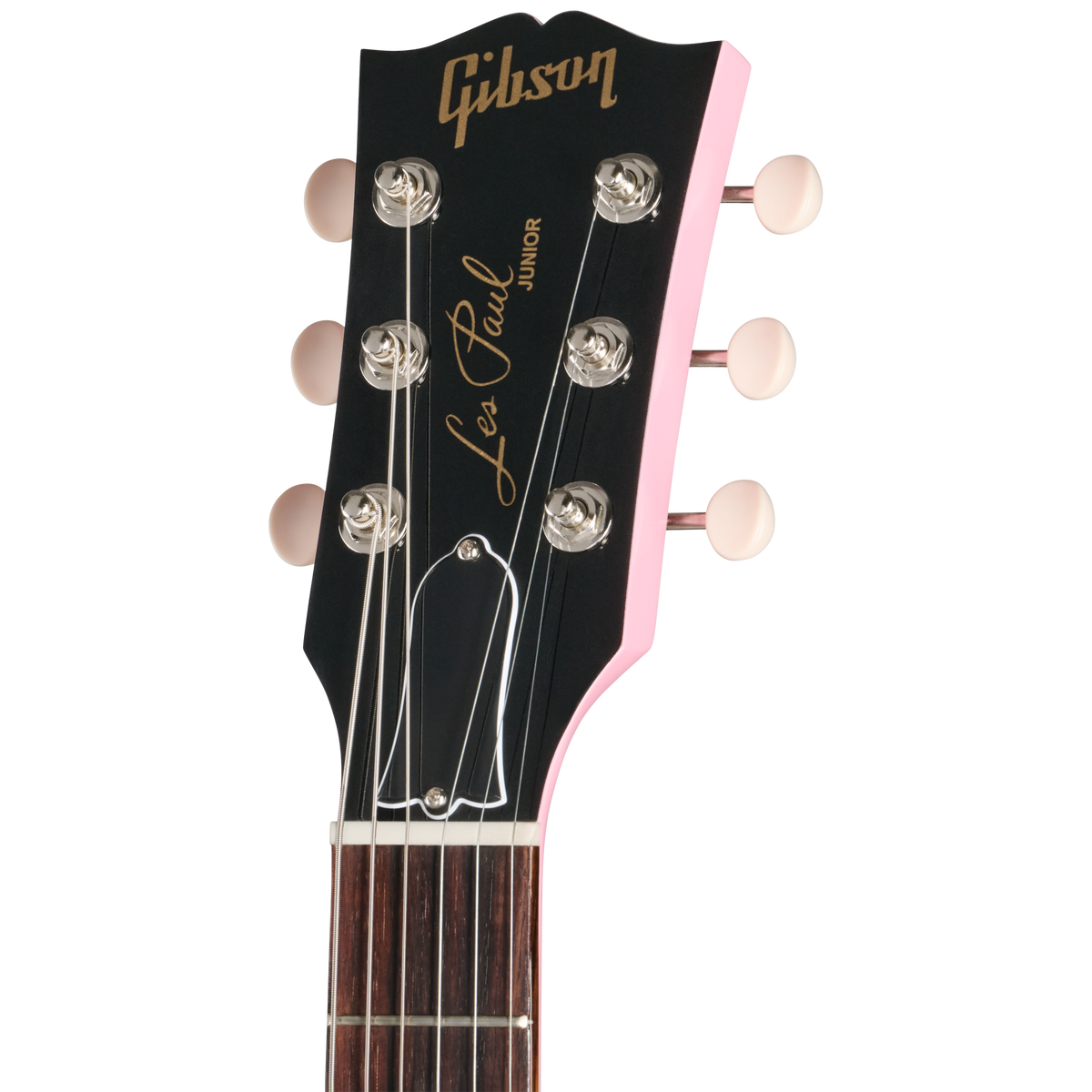 Gibson Les Paul Junior guitar headstock with brand logo on a white background