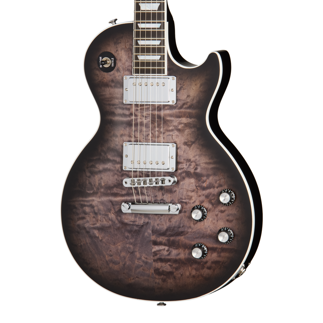 Gibson Mark Morton Les Paul Modern Quilt, Translucent Ebony Burst Satin Electric Guitar Gibson