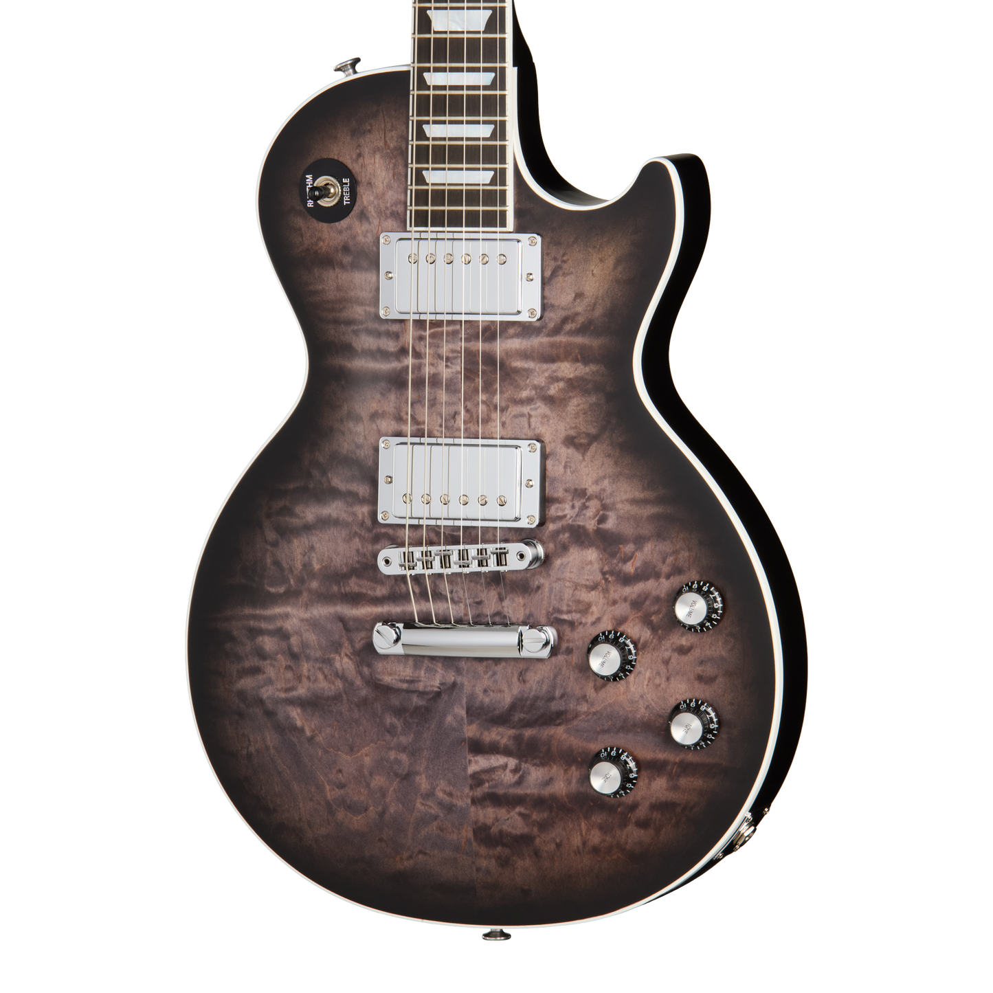 Gibson Mark Morton Les Paul Modern Quilt, Translucent Ebony Burst Satin Electric Guitar Gibson