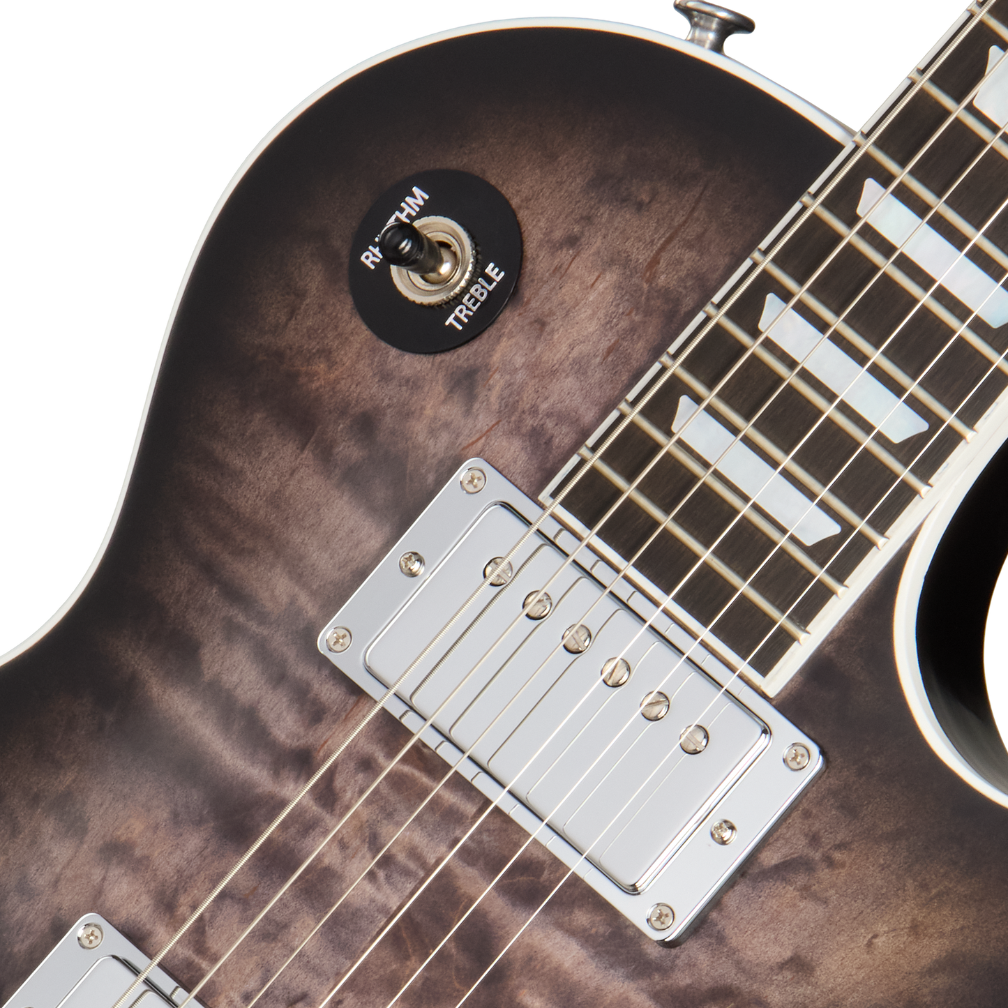 Gibson Mark Morton Les Paul Modern Quilt, Translucent Ebony Burst Satin Electric Guitar Gibson