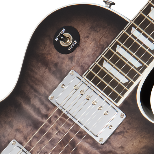 Gibson Mark Morton Les Paul Modern Quilt, Translucent Ebony Burst Satin Electric Guitar Gibson
