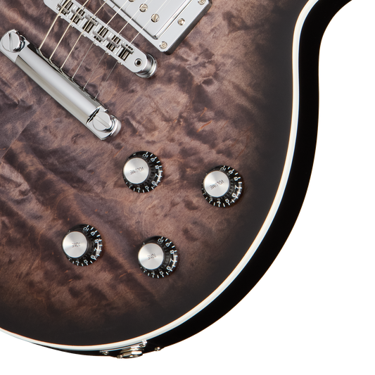 Gibson Mark Morton Les Paul Modern Quilt, Translucent Ebony Burst Satin Electric Guitar Gibson