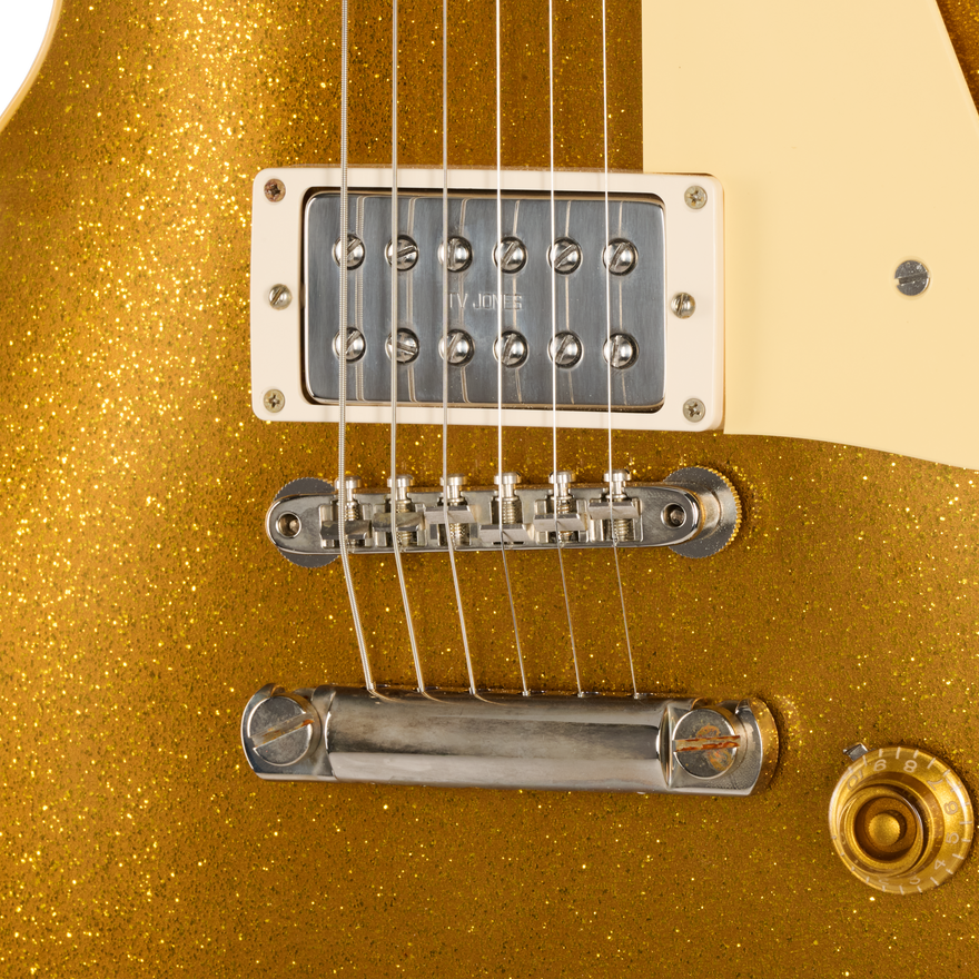 Gibson Custom LE 1957 Les Paul Reissue with TV Jones Powertron, VOS, Gold Sparkle Top Electric Guitar Gibson Custom