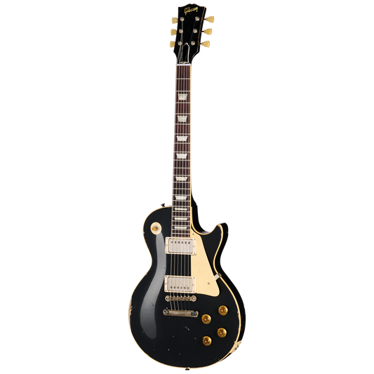 Gibson Custom 1957 Les Paul Standard Reissue, Ultra Heavy Aged, Ebony Over Goldtop Electric Guitar Gibson Custom