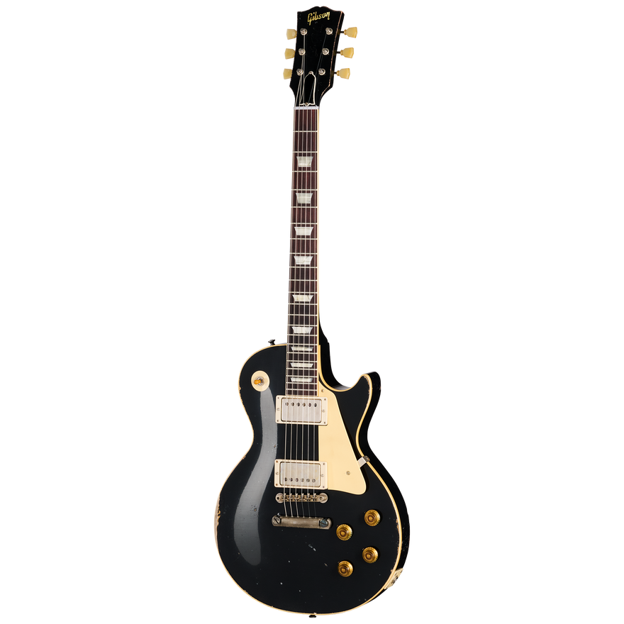 Gibson Custom 1957 Les Paul Standard Reissue, Ultra Heavy Aged, Ebony Over Goldtop Electric Guitar Gibson Custom