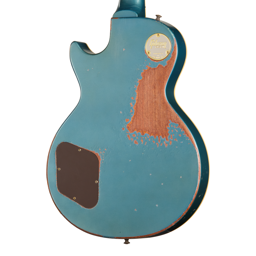 Gibson Custom 1957 Les Paul Standard Reissue, Ultra Heavy Aged, Inverness Green and Pelham Blue Over Goldtop Electric Guitar Gibson Custom