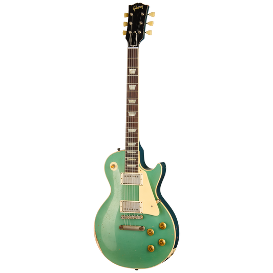 Gibson Custom 1957 Les Paul Standard Reissue, Ultra Heavy Aged, Inverness Green and Pelham Blue Over Goldtop Electric Guitar Gibson Custom
