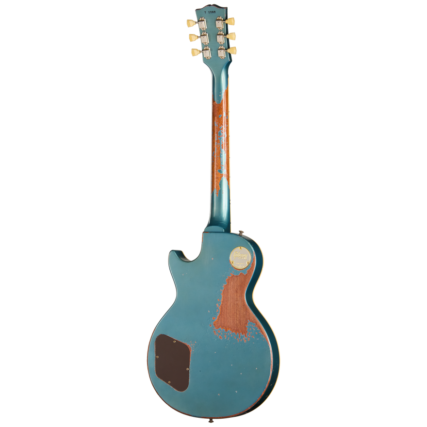 Gibson Custom 1957 Les Paul Standard Reissue, Ultra Heavy Aged, Inverness Green and Pelham Blue Over Goldtop Electric Guitar Gibson Custom