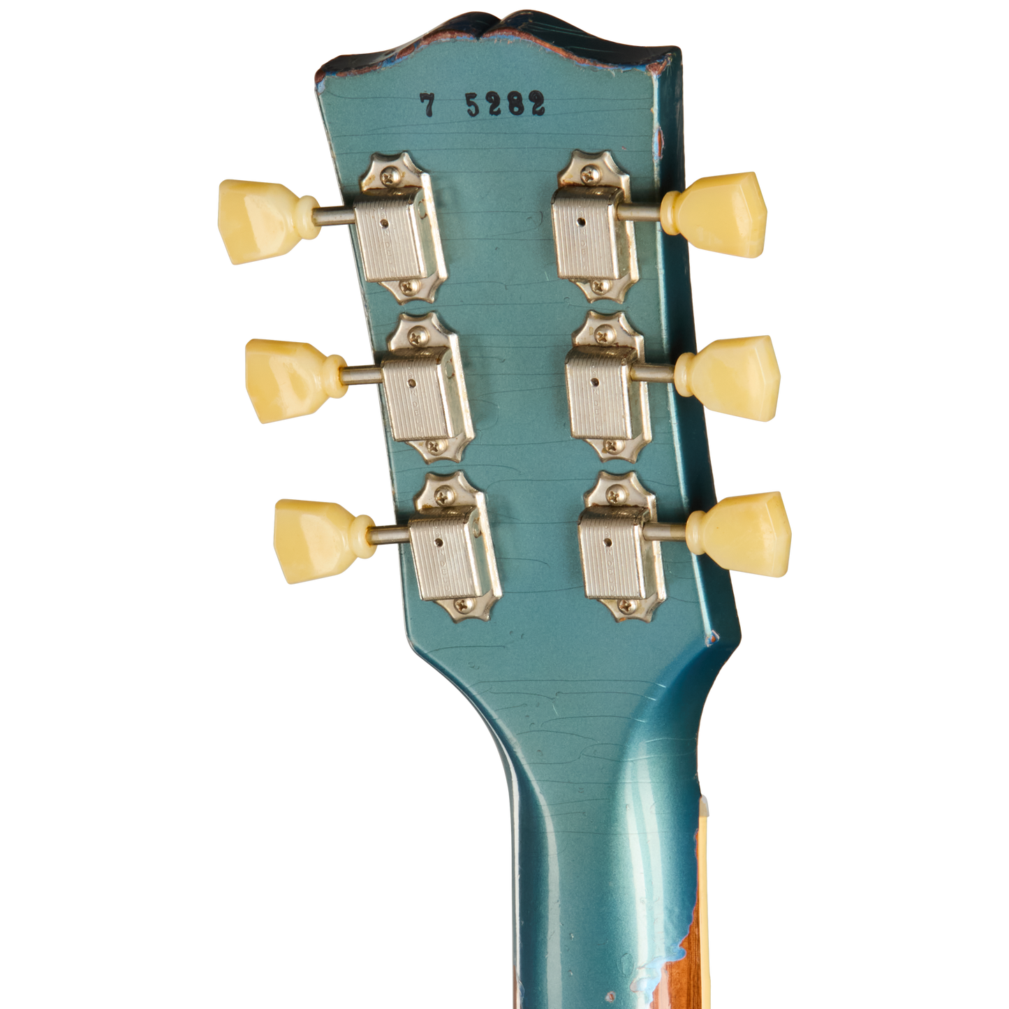 Gibson Custom 1957 Les Paul Standard Reissue, Ultra Heavy Aged, Inverness Green and Pelham Blue Over Goldtop Electric Guitar Gibson Custom