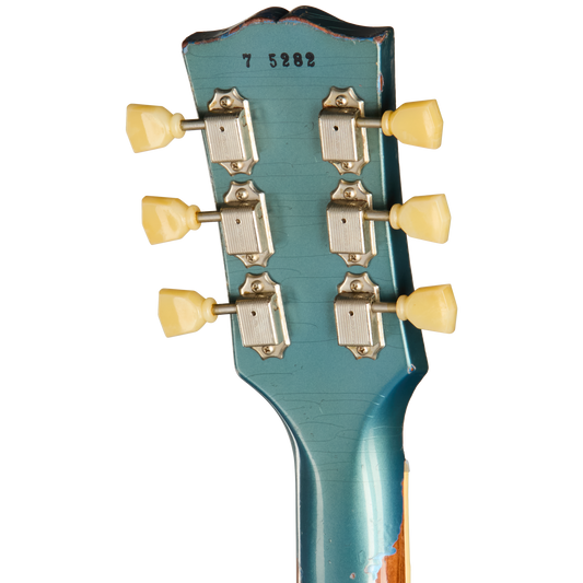 Gibson Custom 1957 Les Paul Standard Reissue, Ultra Heavy Aged, Inverness Green and Pelham Blue Over Goldtop Electric Guitar Gibson Custom