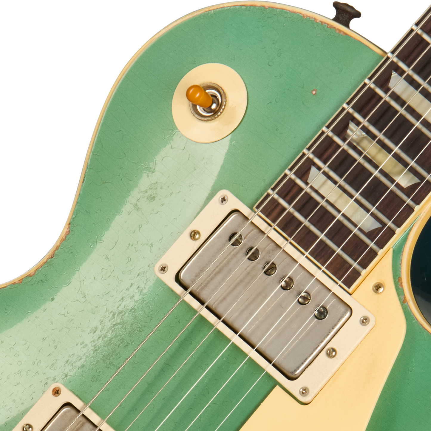 Gibson Custom 1957 Les Paul Standard Reissue, Ultra Heavy Aged, Inverness Green and Pelham Blue Over Goldtop Electric Guitar Gibson Custom