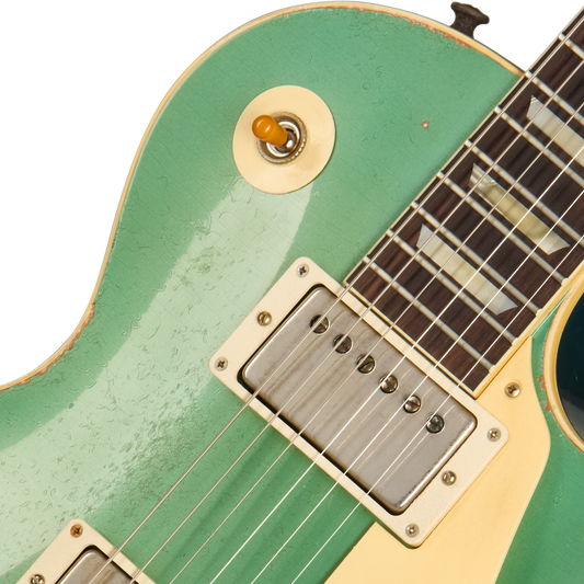 Gibson Custom 1957 Les Paul Standard Reissue, Ultra Heavy Aged, Inverness Green and Pelham Blue Over Goldtop Electric Guitar Gibson Custom