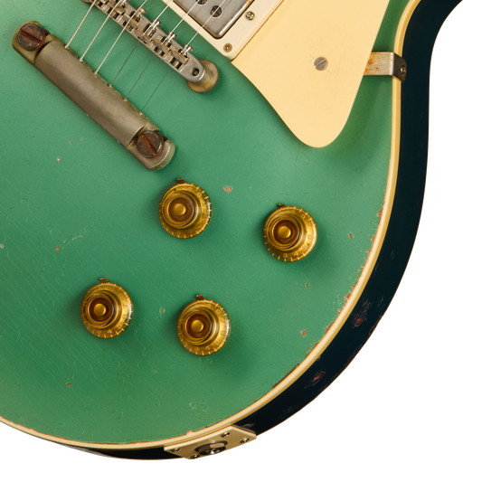 Gibson Custom 1957 Les Paul Standard Reissue, Ultra Heavy Aged, Inverness Green and Pelham Blue Over Goldtop Electric Guitar Gibson Custom