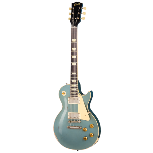 Gibson Custom 1957 Les Paul Standard Reissue, Ultra Heavy Aged, Pelham Blue Over Goldtop Electric Guitar Gibson Custom