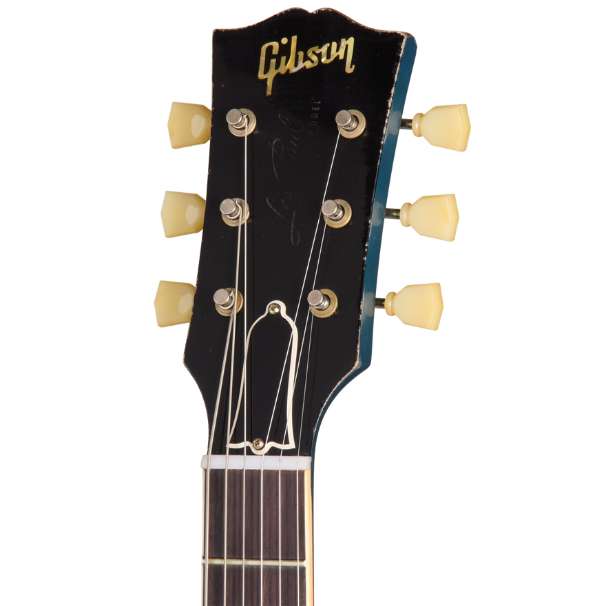 Gibson Custom 1957 Les Paul Standard Reissue, Ultra Heavy Aged, Pelham Blue Over Goldtop Electric Guitar Gibson Custom
