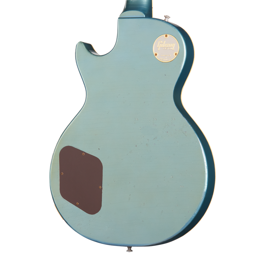 Gibson Custom 1957 Les Paul Standard Reissue, Ultra Heavy Aged, Pelham Blue Over Goldtop Electric Guitar Gibson Custom