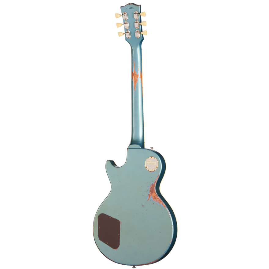 Gibson Custom 1957 Les Paul Standard Reissue, Ultra Heavy Aged, Pelham Blue Over Goldtop Electric Guitar Gibson Custom