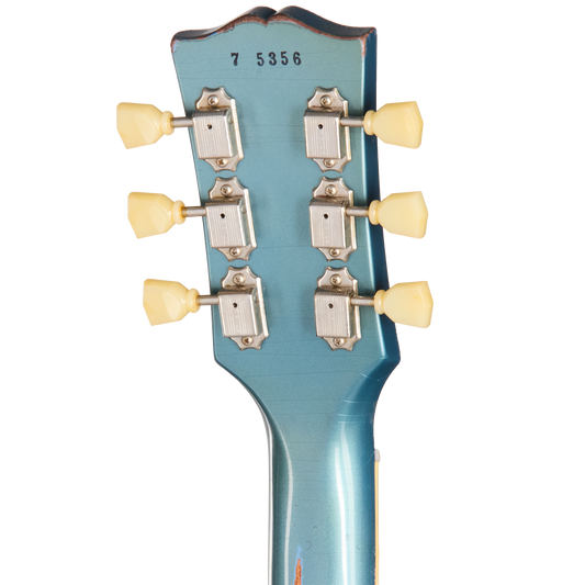 Gibson Custom 1957 Les Paul Standard Reissue, Ultra Heavy Aged, Pelham Blue Over Goldtop Electric Guitar Gibson Custom
