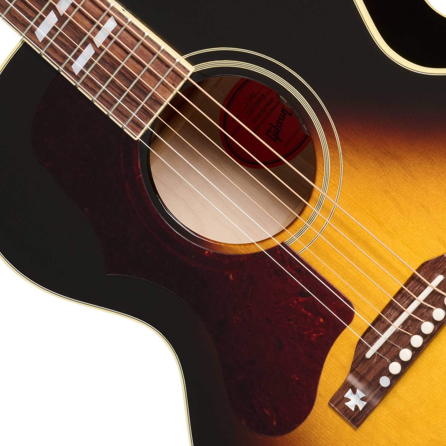 Gibson J-185 Original, Left-Handed, Vintage Sunburst Acoustic Guitar Gibson