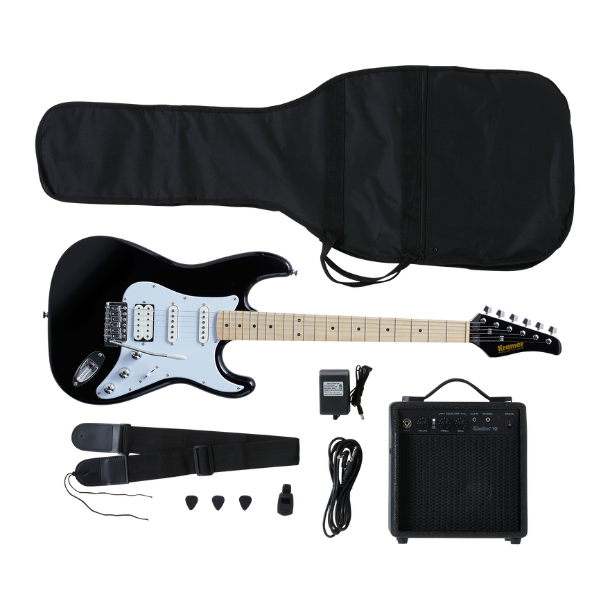 Kramer Focus Electric Guitar Player Pack, Black, UK Electric Guitar Kramer