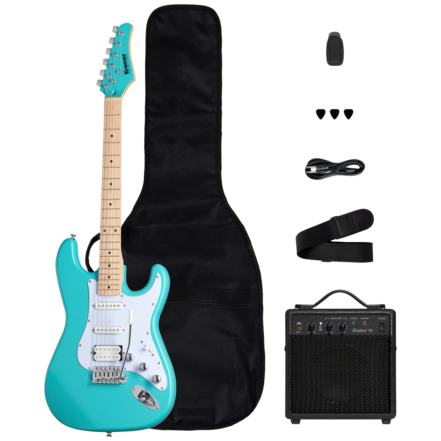 Kramer Focus Electric Guitar Player Pack, Teal Electric Guitar Kramer
