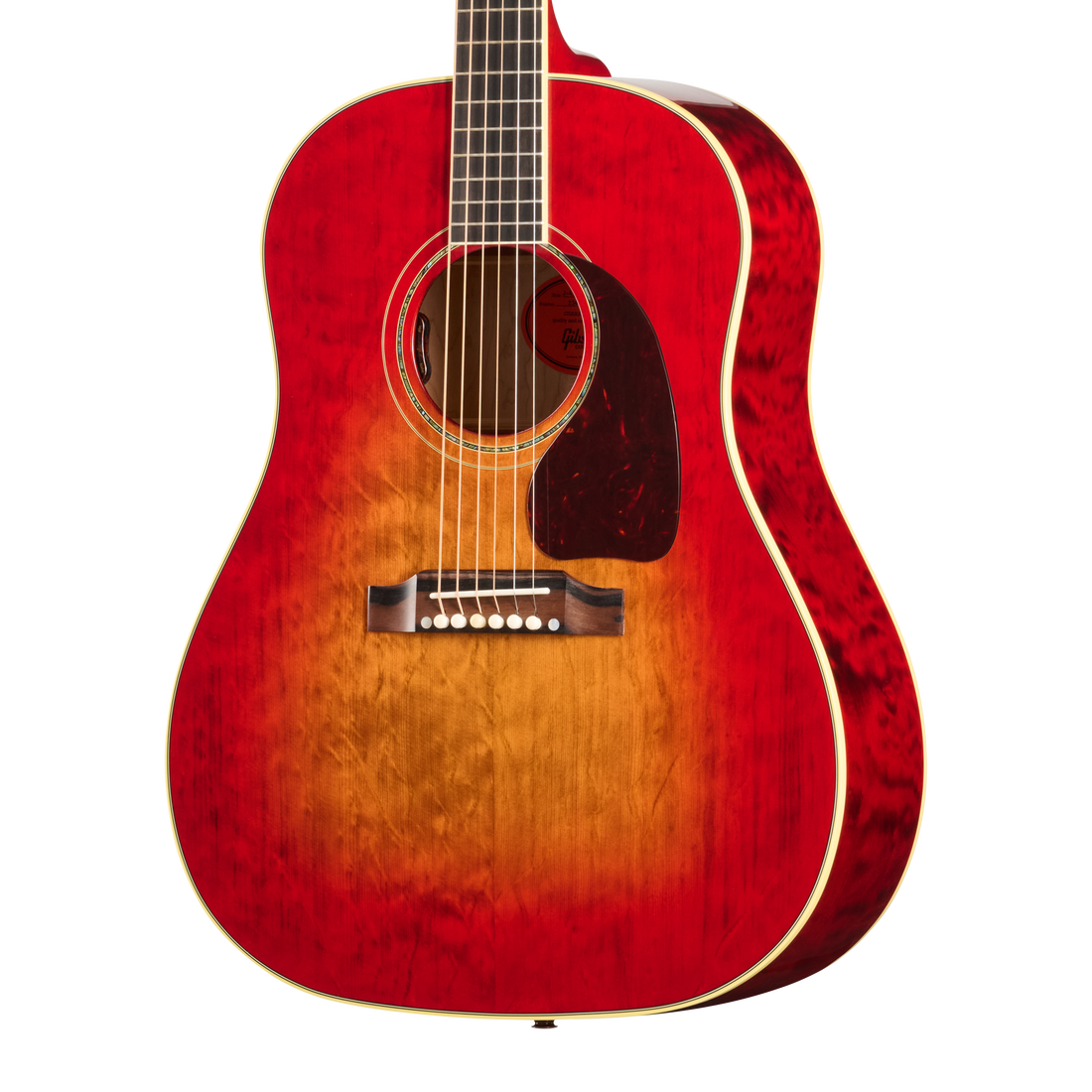 Gibson Custom J-45 Standard with Bearclaw Spruce and AA Quilt Maple, Cherry Sunburst Stain Acoustic Guitar Gibson Custom