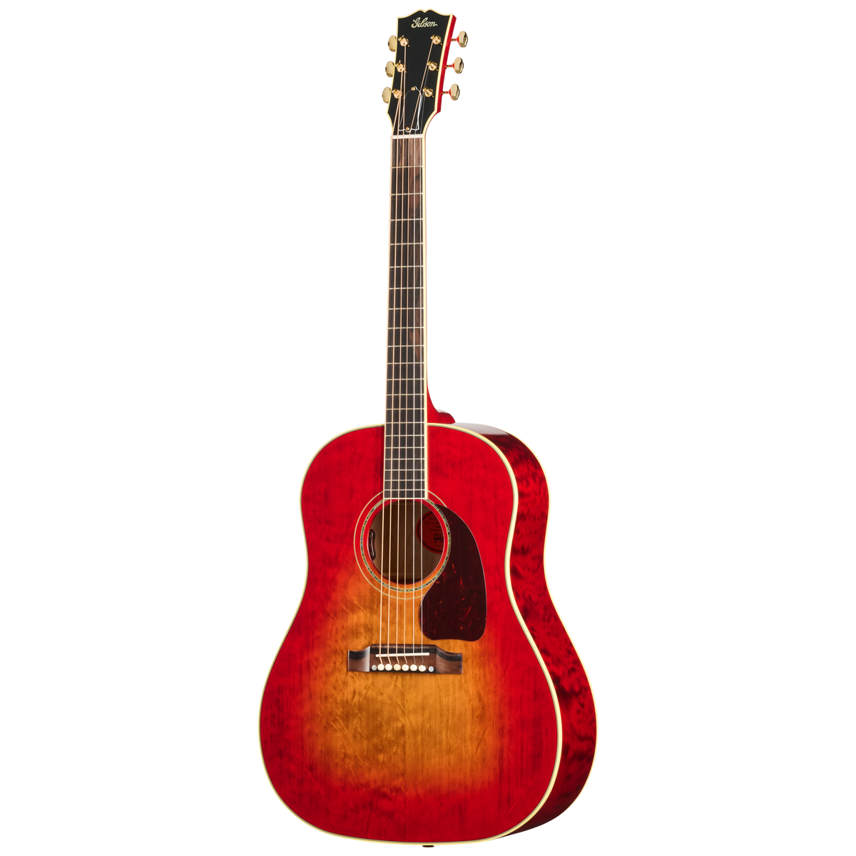 Gibson Custom J-45 Standard with Bearclaw Spruce and AA Quilt Maple, Cherry Sunburst Stain Acoustic Guitar Gibson Custom