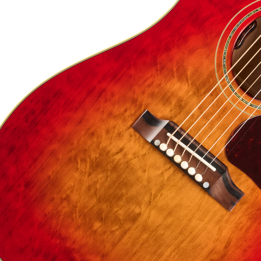 Gibson Custom J-45 Standard with Bearclaw Spruce and AA Quilt Maple, Cherry Sunburst Stain Acoustic Guitar Gibson Custom