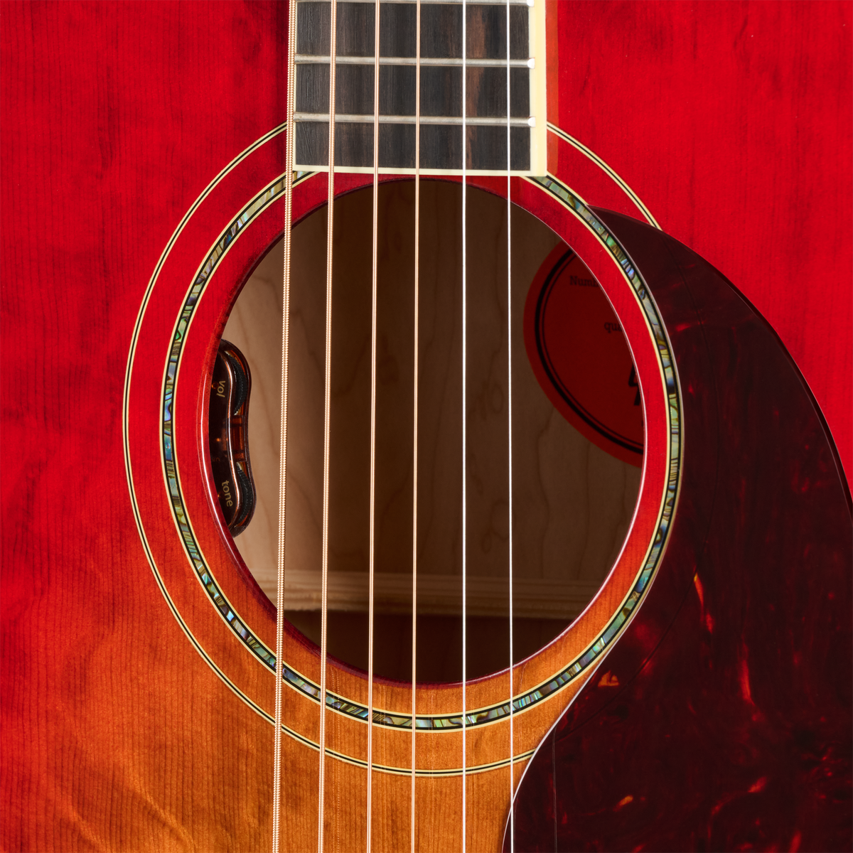 Gibson Custom J-45 Standard with Bearclaw Spruce and AA Quilt Maple, Cherry Sunburst Stain Acoustic Guitar Gibson Custom