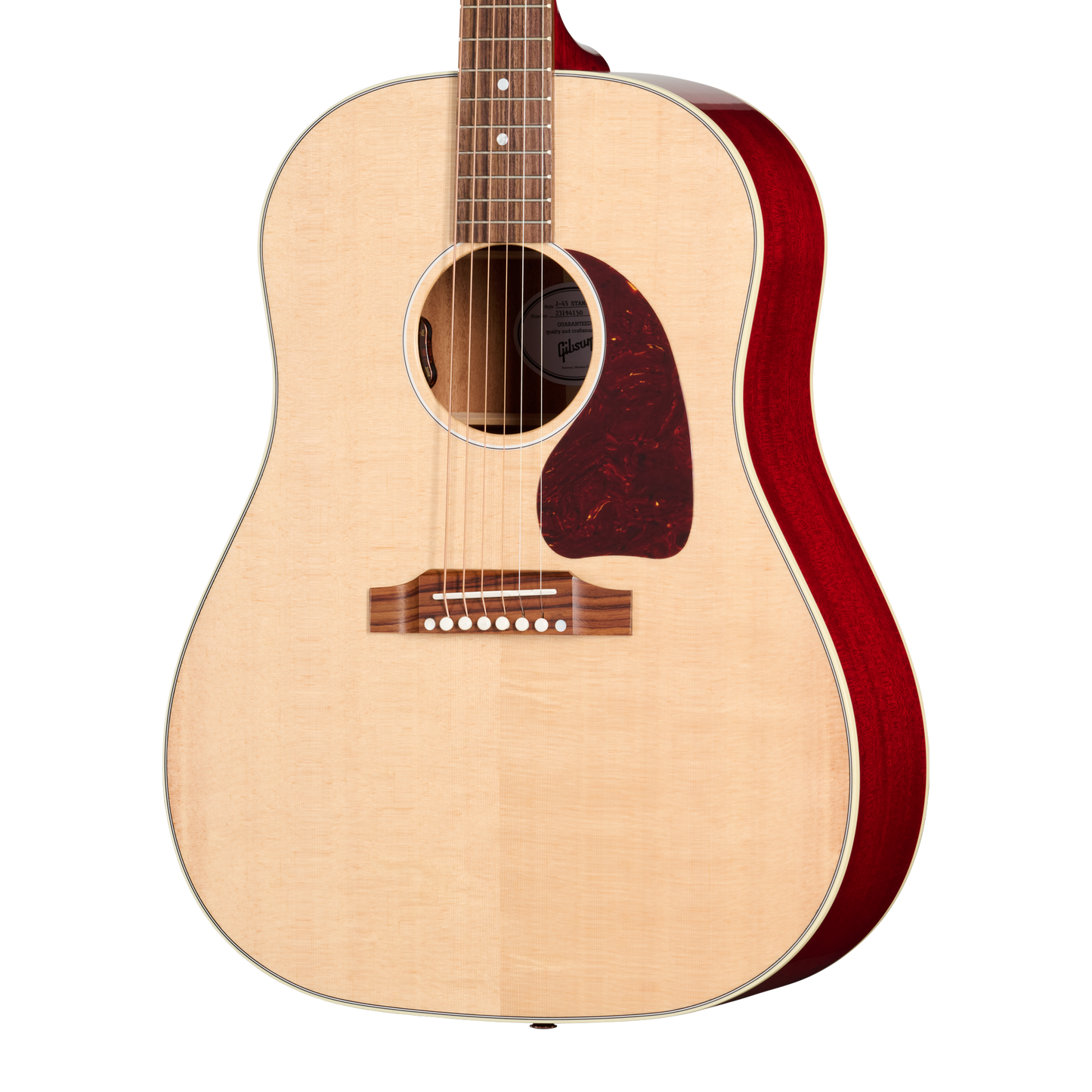 Gibson J-45 Standard, Natural Top Cherry Back and Sides, Exclusive Acoustic Guitar Gibson