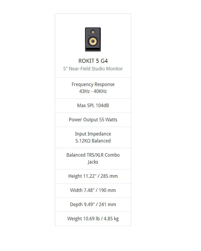 KRK ROKIT-5-G4, EU Studio Monitors KRK