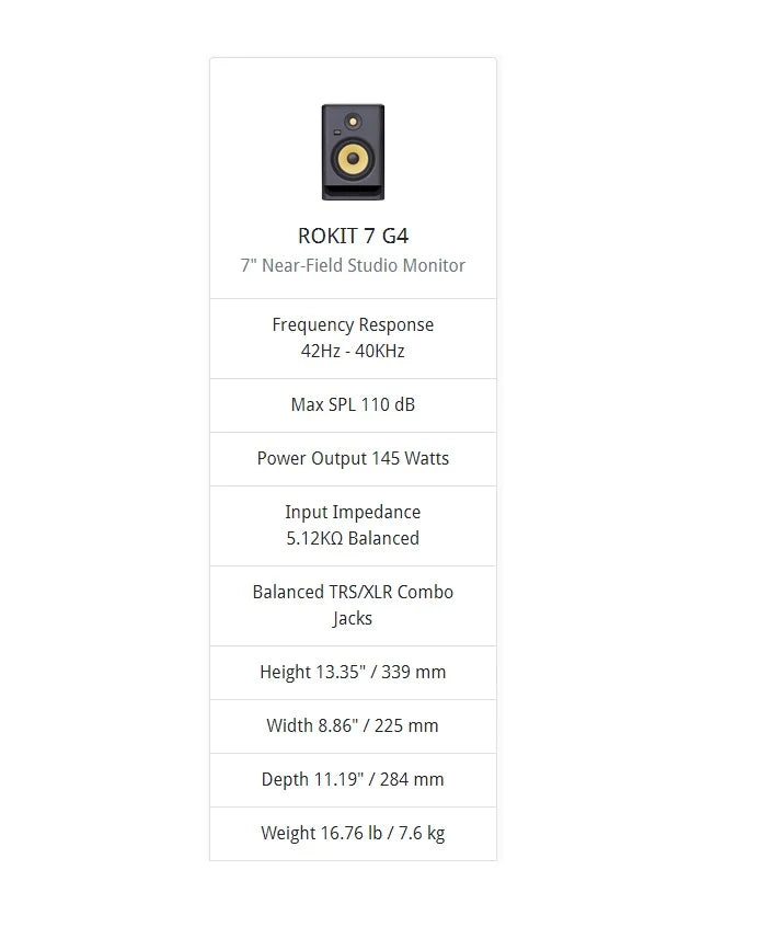 KRK ROKIT-7-G4, UK Studio Monitors KRK
