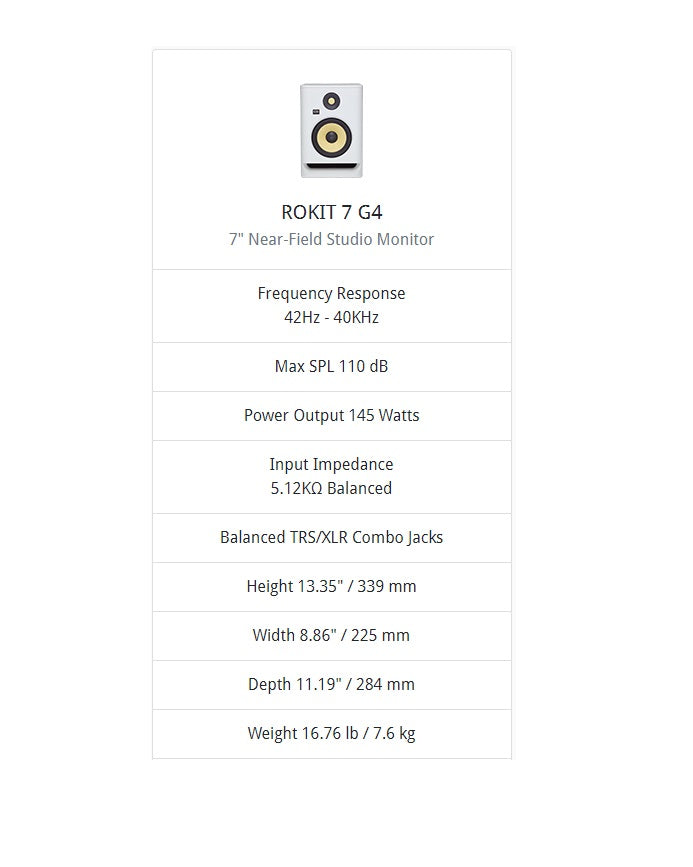 KRK RP7 ROKIT G4 Professional Studio Monitor, White Noise, EU Studio Monitors KRK