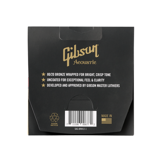 Gibson 80/20 Bronze Acoustic Guitar Strings, Light Gauge Acoustic Strings Gibson