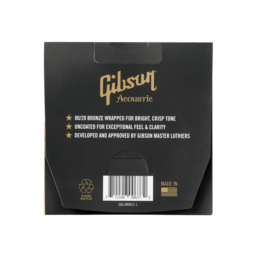 Gibson 80/20 Bronze Acoustic Guitar Strings, Light Gauge Acoustic Strings Gibson
