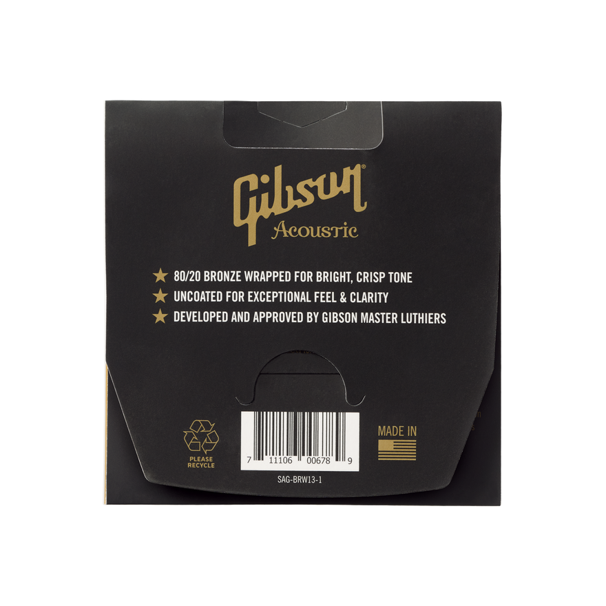 Gibson 80/20 Bronze Acoustic Guitar Strings, Medium Gauge Acoustic Strings Gibson