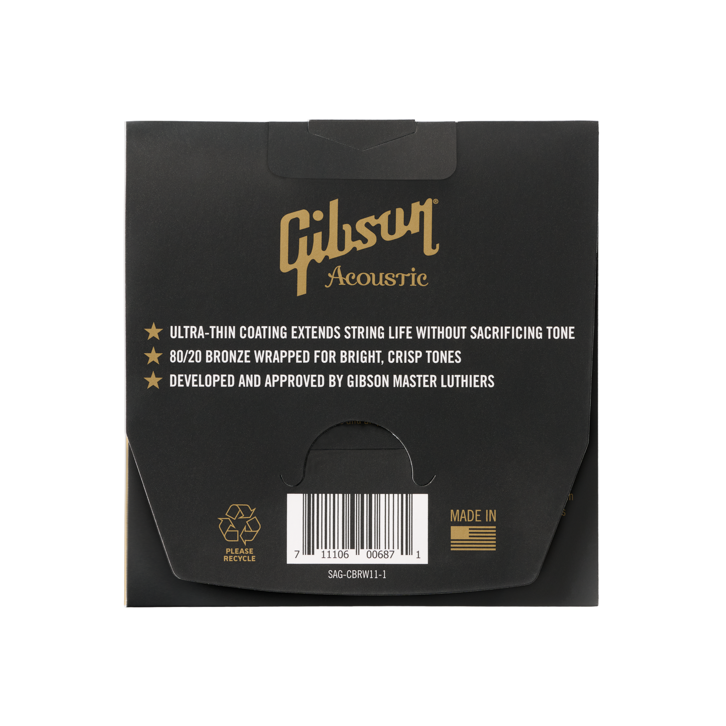 Gibson Coated 80/20 Bronze Acoustic Guitar Strings, Ultra-Light Gauge Acoustic Strings Gibson