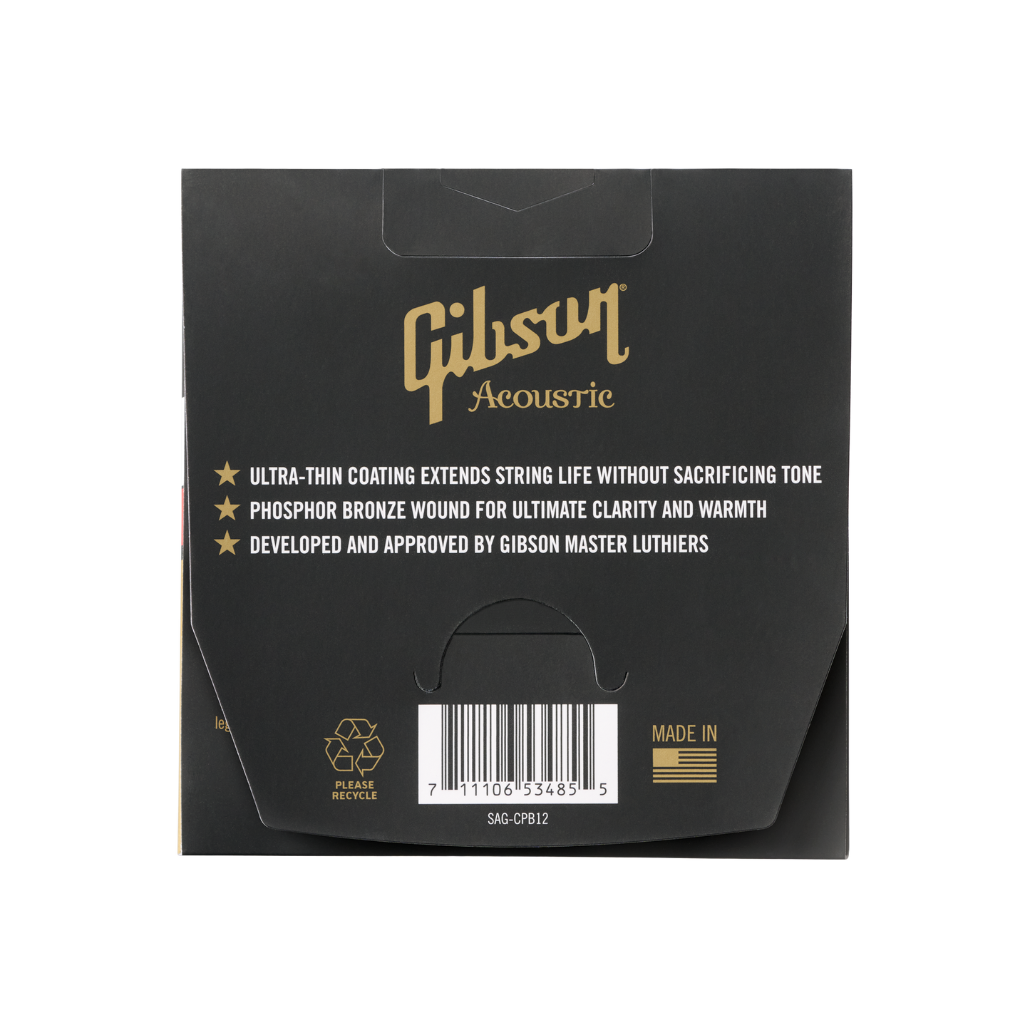 Gibson Coated Phosphor Bronze Acoustic Guitar Strings, Light Gauge Acoustic Strings Gibson