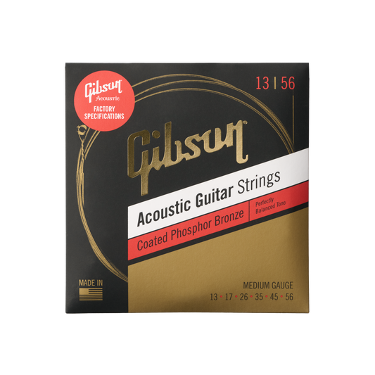 Gibson Coated Phosphor Bronze Acoustic Guitar Strings, Medium Gauge Acoustic Strings Gibson