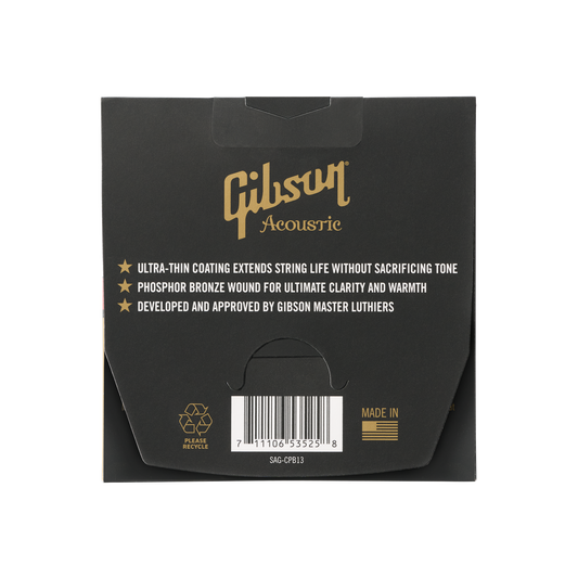 Gibson Coated Phosphor Bronze Acoustic Guitar Strings, Medium Gauge Acoustic Strings Gibson