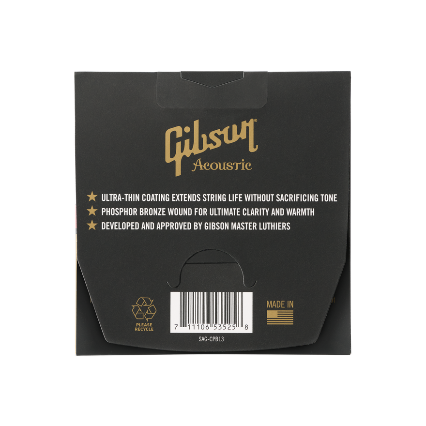 Gibson Coated Phosphor Bronze Acoustic Guitar Strings, Medium Gauge Acoustic Strings Gibson