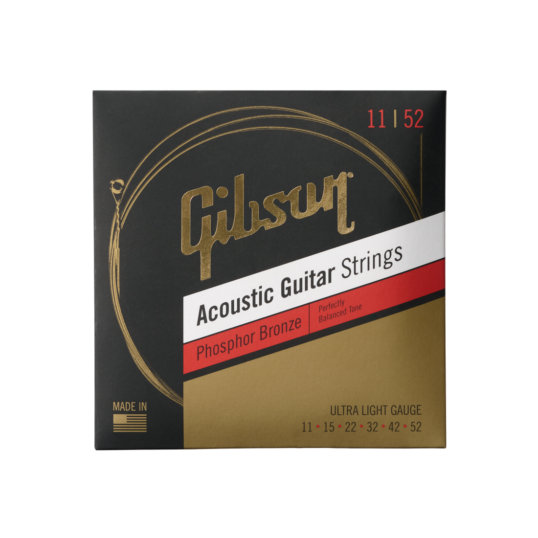 Gibson Phosphor Bronze Acoustic Guitar Strings, Ultra-Light Gauge Acoustic Strings Gibson