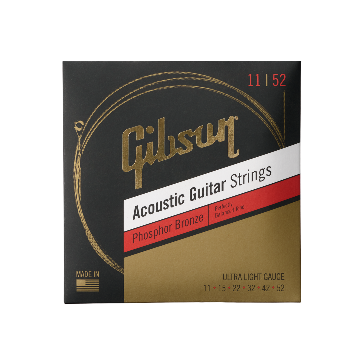Gibson Phosphor Bronze Acoustic Guitar Strings, Ultra-Light Gauge Acoustic Strings Gibson