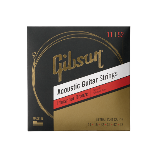 Gibson Phosphor Bronze Acoustic Guitar Strings, Ultra-Light Gauge Acoustic Strings Gibson