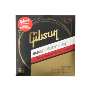 Gibson Coated Phosphor Bronze Acoustic Guitar Strings, 12-String Acoustic Strings Gibson
