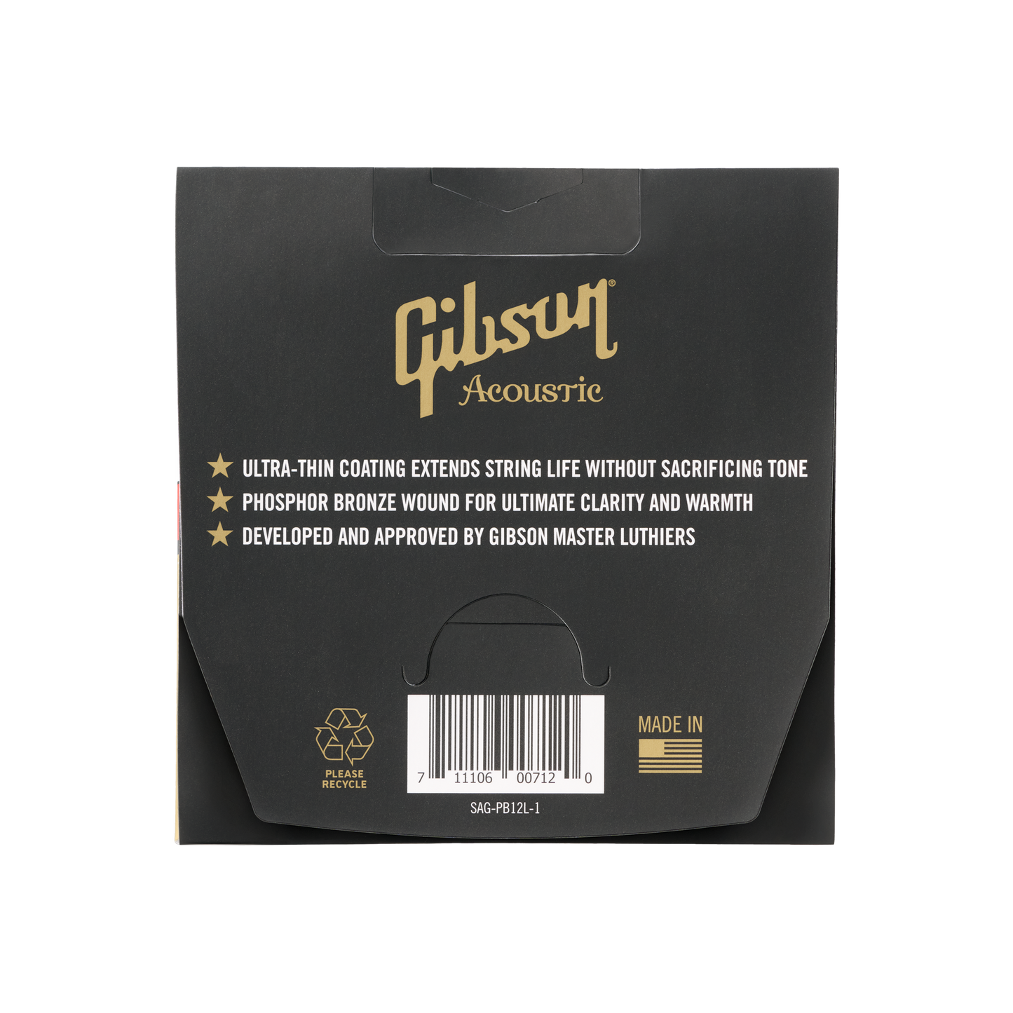 Gibson Coated Phosphor Bronze Acoustic Guitar Strings, 12-String Acoustic Strings Gibson