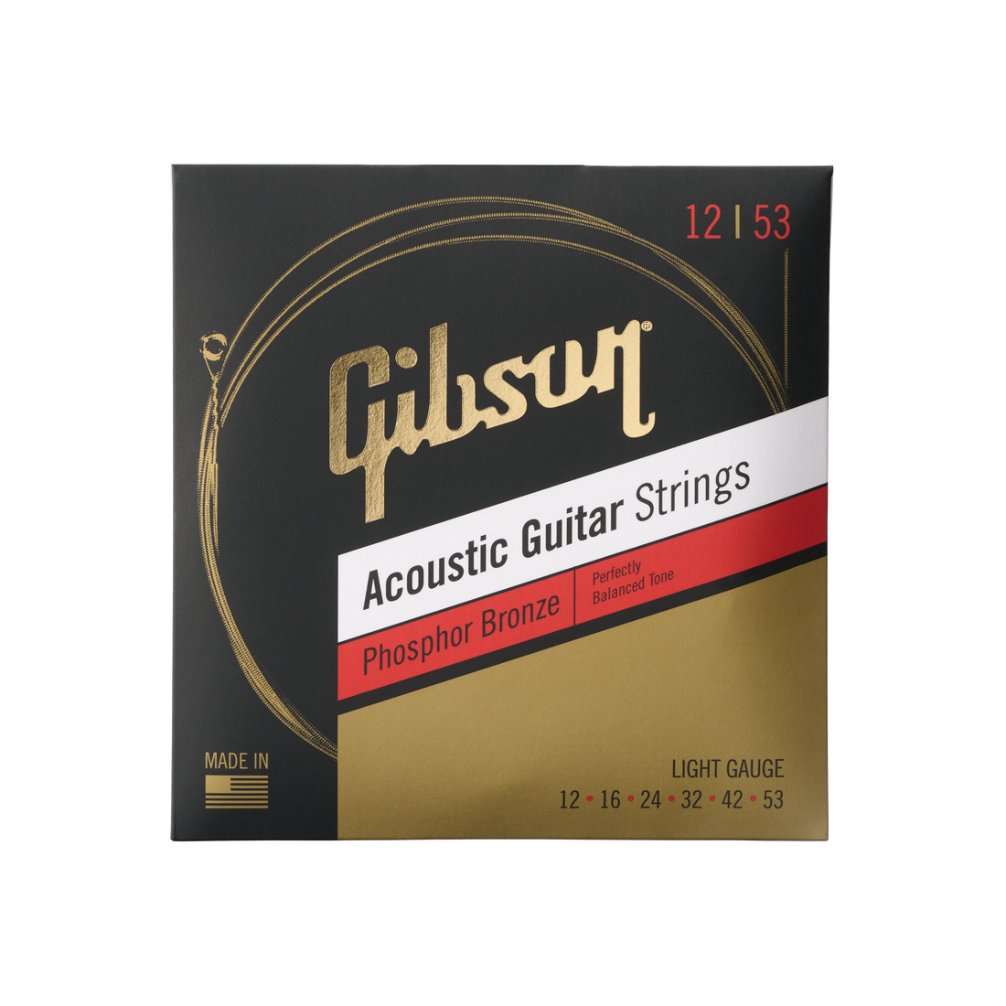 Gibson Phosphor Bronze Acoustic Guitar Strings, Light Gauge Acoustic Strings Gibson