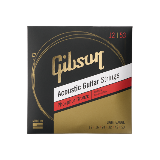 Gibson Phosphor Bronze Acoustic Guitar Strings, Light Gauge Acoustic Strings Gibson