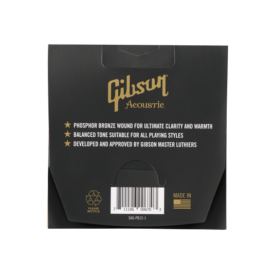 Gibson Phosphor Bronze Acoustic Guitar Strings, Light Gauge Acoustic Strings Gibson