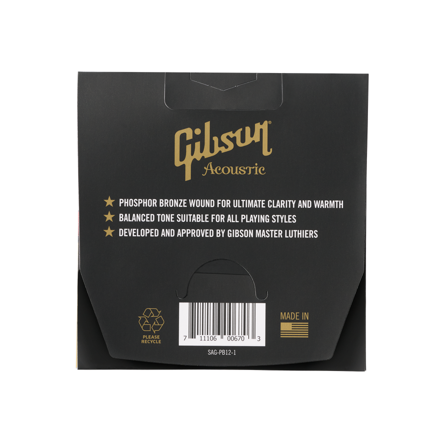 Gibson Phosphor Bronze Acoustic Guitar Strings, Light Gauge Acoustic Strings Gibson